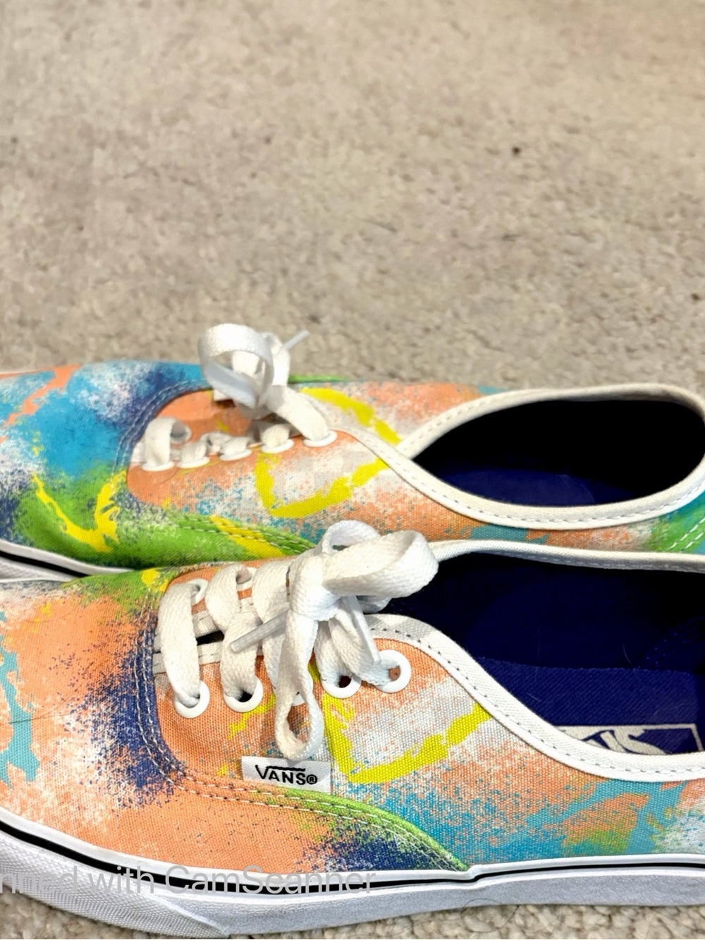Vans Peach Blue Green Neon Yellow Canvas Sneakers